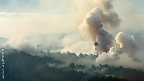 From afar, the watchtower appeared to rise out of the rolling clouds of smoke, a beacon of hope amidst the destruction. photo
