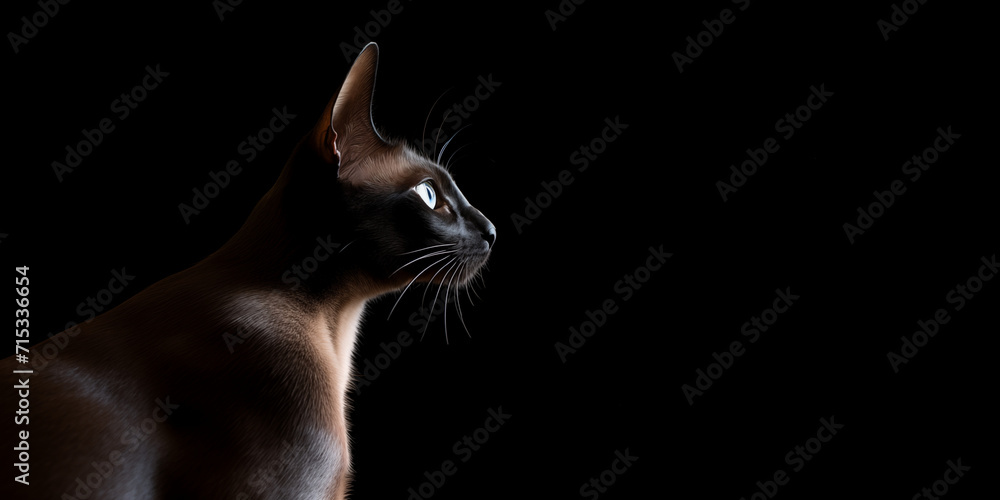 Siamese Cat Profile Against a Dark Backdrop