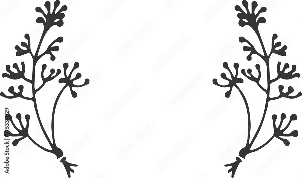 Hand Drawn Laurel Floral Line Art Hand Drawn Laurel Floral Line Art