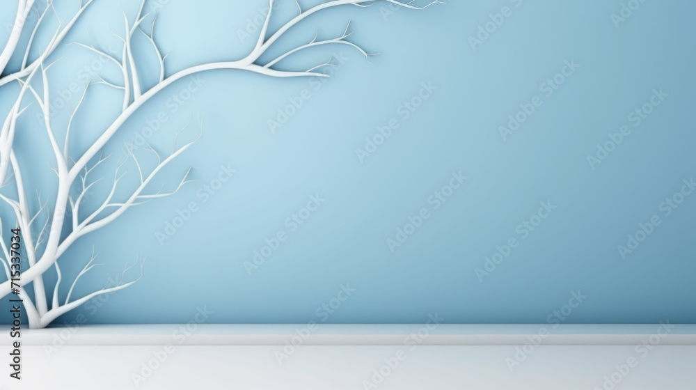 Blue wall and abstract plant. Minimal abstract background for product presentation. Blue wall and abstract plant. Minimal abstract background for product presentation.