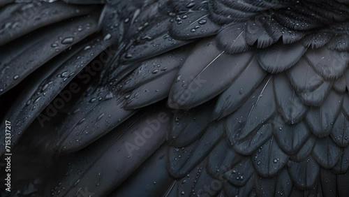 Closeup of the intricate patterns on the cormorants feathers each one meticulously aligned to help it stay warm and dry photo