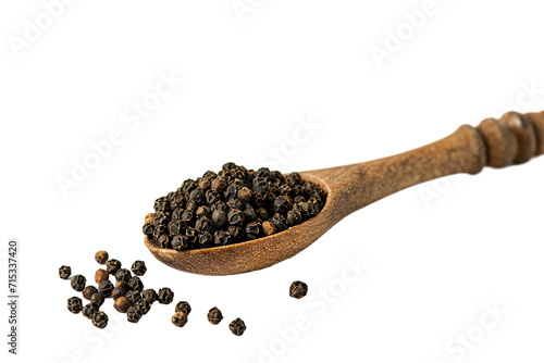 pepper in measuring spoon isolated on transparent background