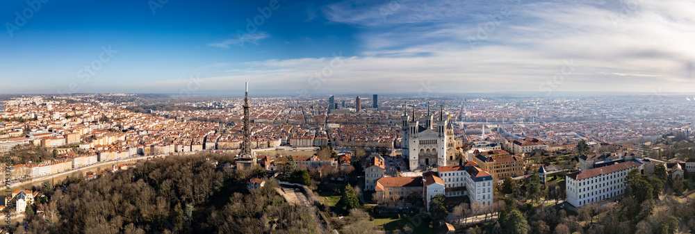 Aerial view at Lyon on a sunny day
