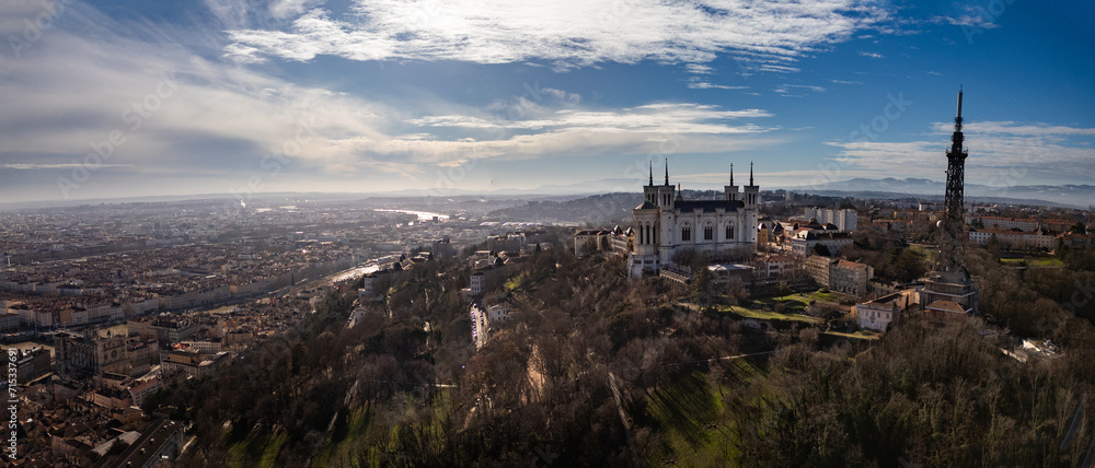 Aerial view at Lyon on a sunny day