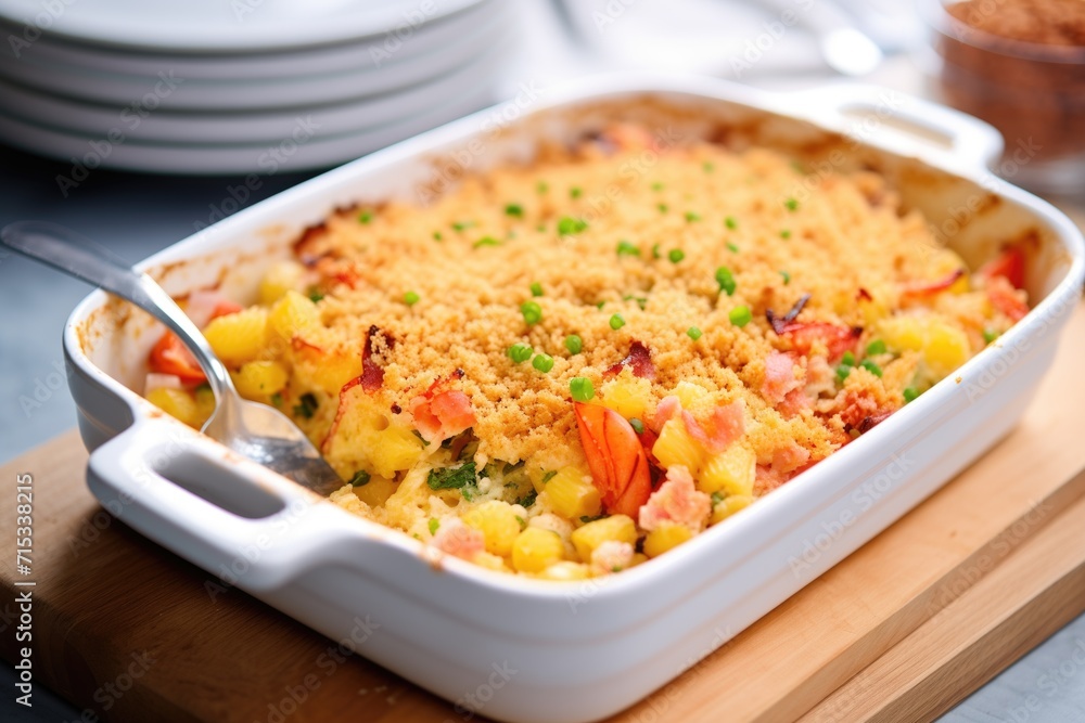 lobster macaroni and cheese in a baking dish lobster macaroni and cheese in a baking dish