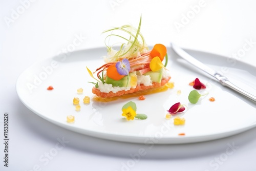 a fancy lobster amusebouche on a small white plate