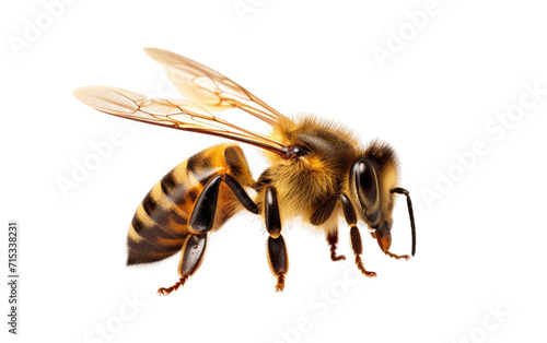 Admire the Graceful Presence and Vital Role of a Honey Bee on a White or Clear Surface PNG Transparent Background. © Usama