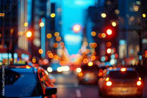 Blurred evening streets with cars and traffic lights, background © Alina Zavhorodnii