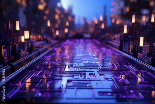 Progressive City Mallscape, on an isolated Matrix Purple background, Generative AI
