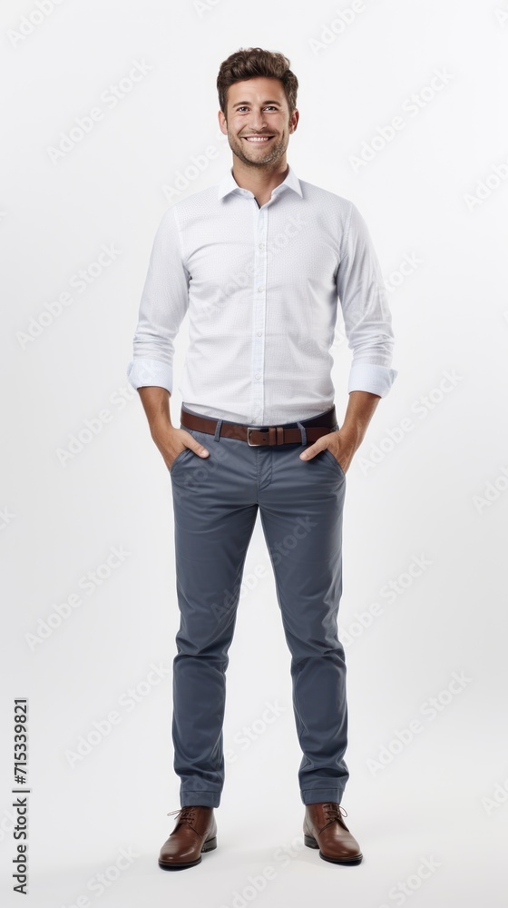 1 male architect standing smiling looking at camera, full body, white background 1 male architect standing smiling looking at camera, full body, white background