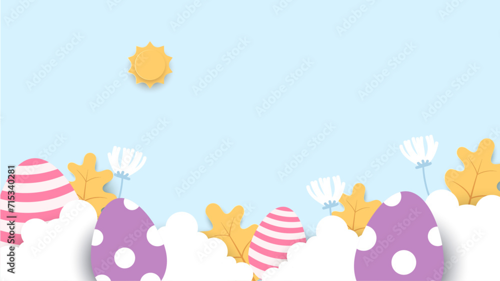 Colorful colourful cute vector gradient happy easter day egg background. Vector paper style easter background