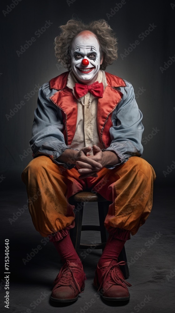 Smiling clown looking at camera. Full body. Isolated on white background. Smiling clown looking at camera. Full body. Isolated on white background.
