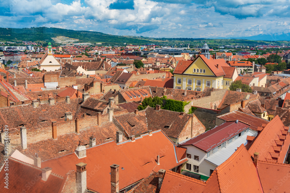Aerial view of houses in Sibiu, Transylvania, Romania Aerial view of houses in Sibiu, Transylvania, Romania