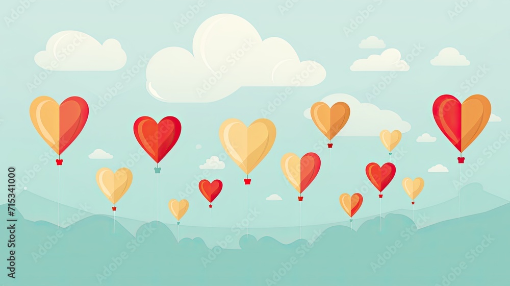 Vector Illustration of Heart-Shaped Balloon Isolated on Pastel Blue Background