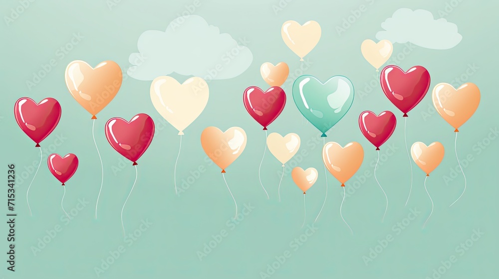Vector Illustration of Heart-Shaped Balloon Isolated on Pastel Blue Background Vector Illustration of Heart-Shaped Balloon Isolated on Pastel Blue Background