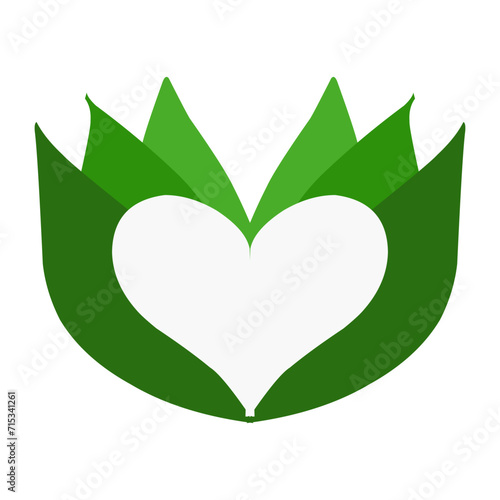 Illustration of a love shaped leaf design. Perfect for photo calls, social media, wallpapers, backgrounds