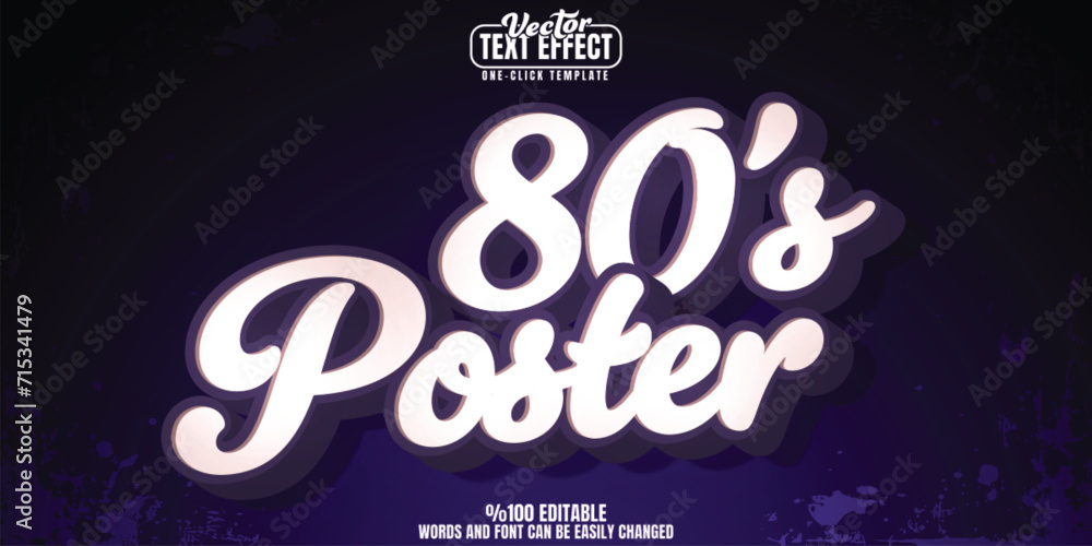 80s poster editable text effect, customizable vintage and retro 3D font style