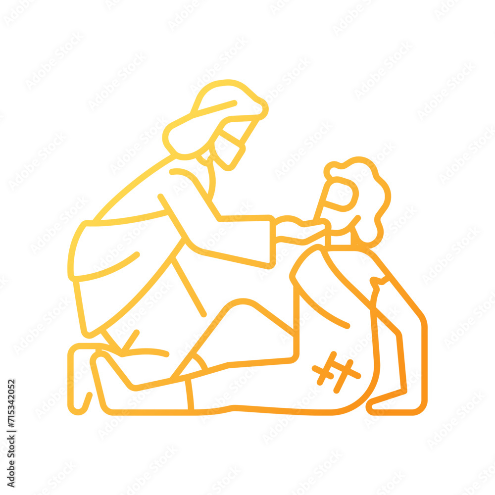 Good samaritan gradient linear vector icon. Parable told by Jesus Christ. Samaritan helps injured traveler. Thin line color symbol. Modern style pictogram. Vector isolated outline drawing Good samaritan gradient linear vector icon. Parable told by Jesus Christ. Samaritan helps injured traveler. Thin line color symbol. Modern style pictogram. Vector isolated outline drawing