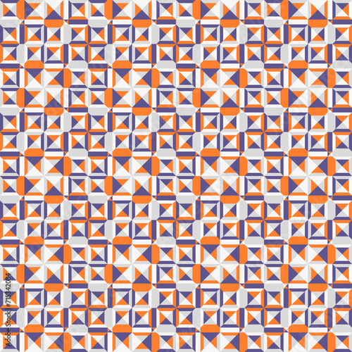 Abstract seamless rectangle geometric shape pattern. orange blue color concept.  For background, poster, banner, textile, bed lines, wallpaper, etc. Vector illustration