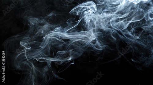 Elevate designs with white smoke on black, illuminated incense—a versatile graphic resource for montage, overlay, or texture, Ai Generated.
