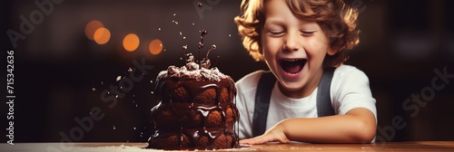 child eating chocolate cake 