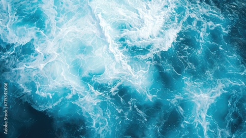 Dive into the tranquil beauty of a blue ocean water texture background. Turquoise foamy waves. Ai Generated. © SURIYA