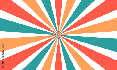vintage colorful sunburst background with radial lines pattern