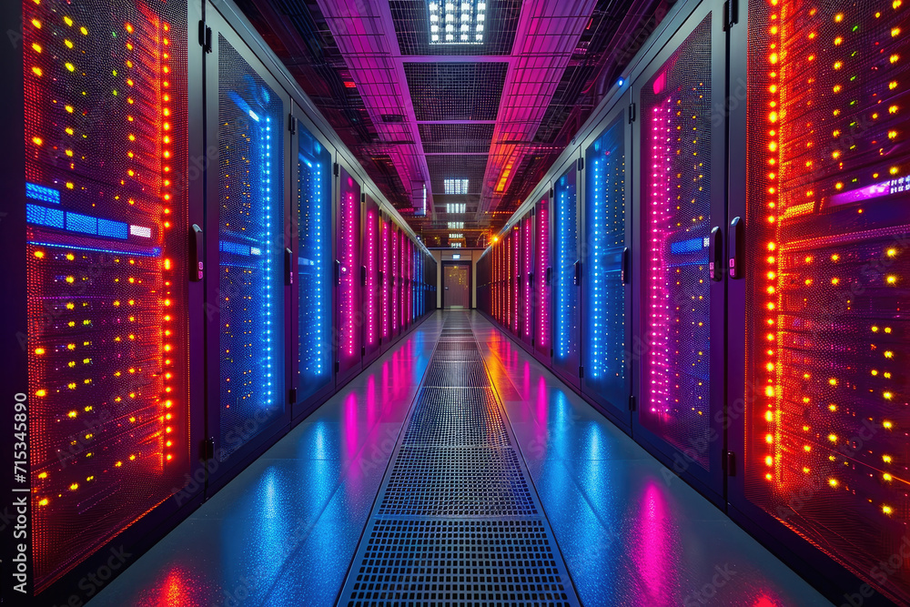 Server racks in server room data center Server racks in server room data center