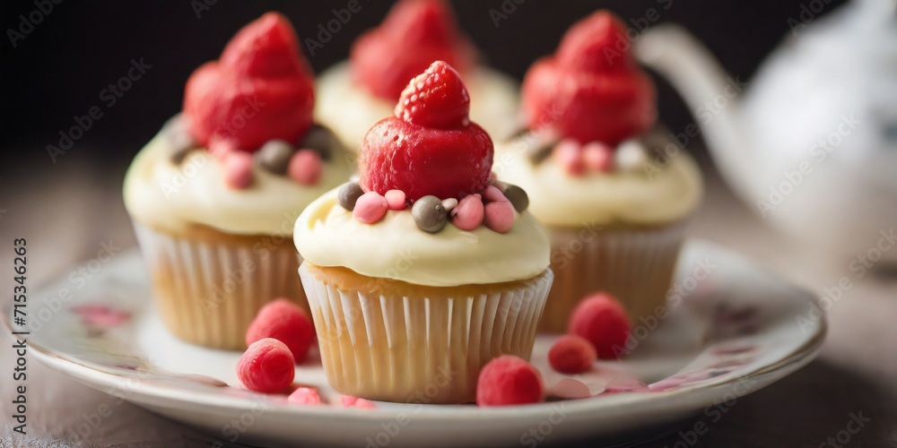 cupcakes with cream and strawberry