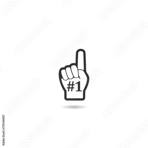 Number 1 fan hand glove icon with shadow