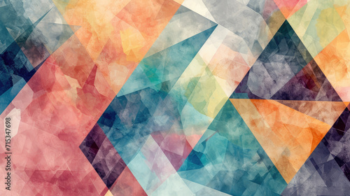 Geometric pattern of triangles and hexagons in a watercolor pastel palette, creating a subtle and modern abstract design