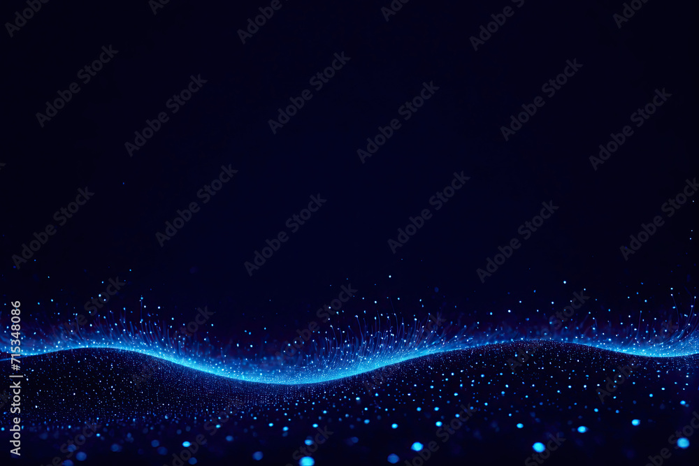 Fototapeta premium dark abstract background with Futuristic dots pattern, colored music wave. Big data digital code waves