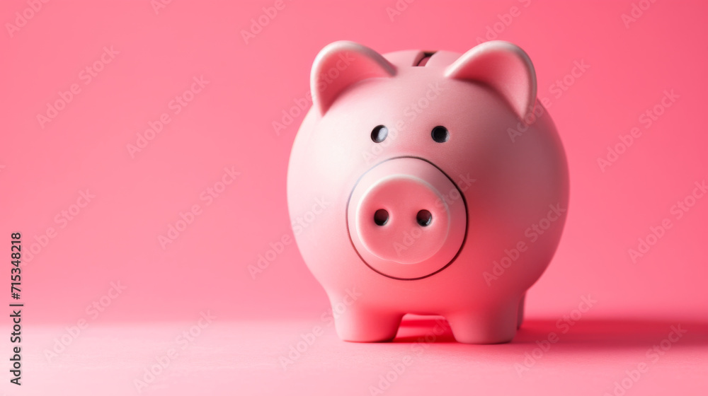 Pink piggy bank concept, savings and investment -