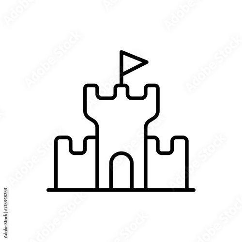Sand castle outline icons, minimalist vector illustration ,simple transparent graphic element .Isolated on white background