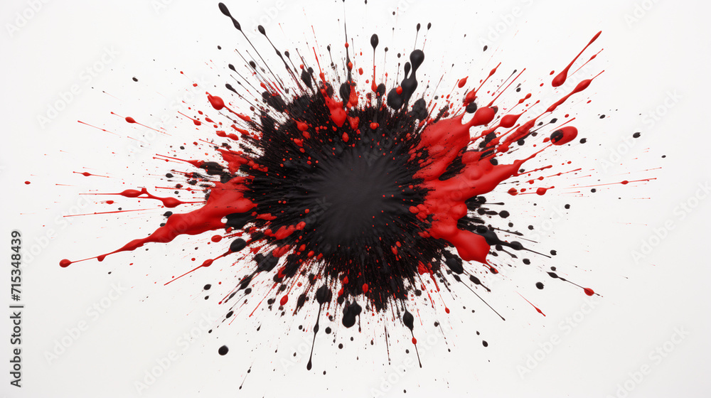 an illustration of a black rock explosion is in the middle on a white background, Generate AI.