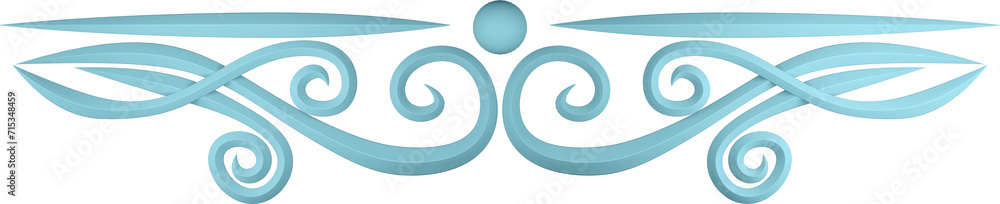 3D rendering of a border of a floral linear ornament with on a transparent background 3D rendering of a border of a floral linear ornament with on a transparent background