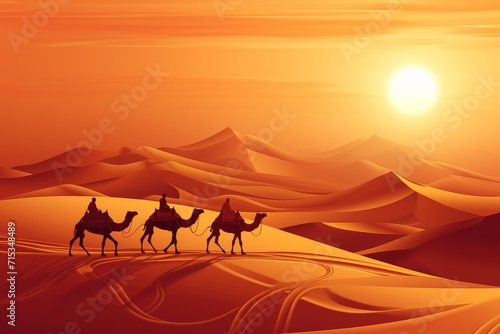 serene and picturesque scene of a desert at sunset