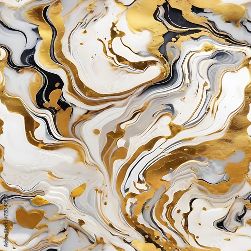 Marble abstract acrylic background. Marbling artwork texture. Agate ripple pattern. Gold powder generative ai. 