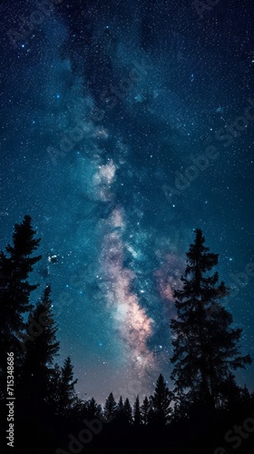 Milky Way over the forest.