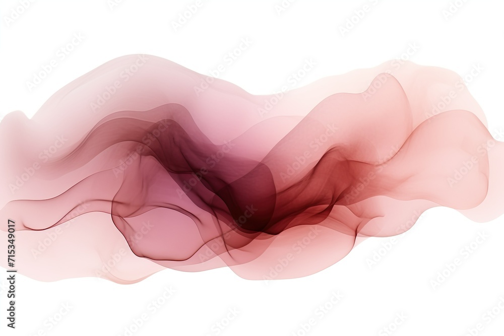 Abstract Wave in warm red collors, Watercolor Art on white Background