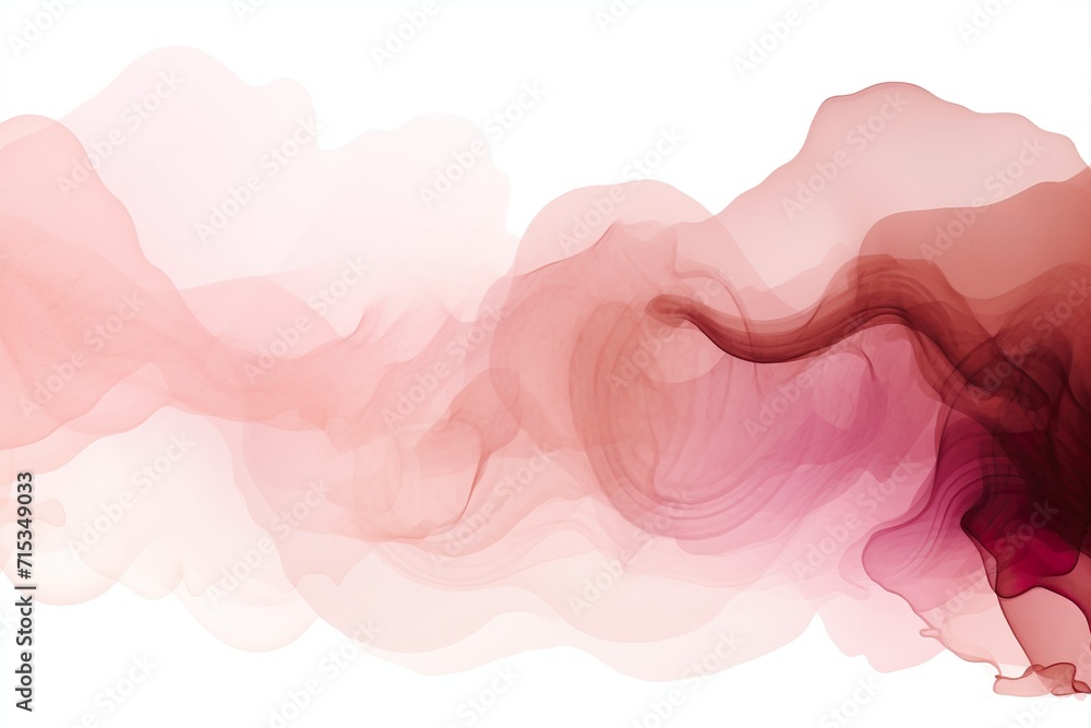 Abstract Wave in warm red collors, Watercolor Art on white Background