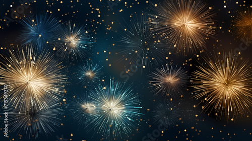 Beautiful creative holiday background with fireworks and sparkles