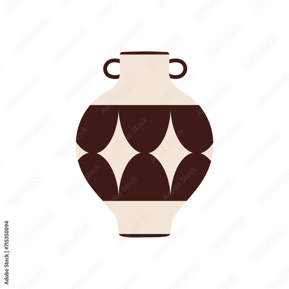 set of pots with brown ornaments brown