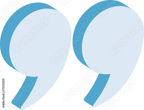 Quotation marks vector. 3d quotes icon.