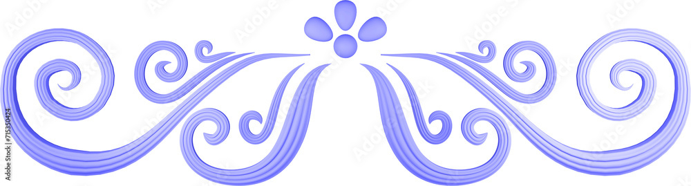 3D illustration of filigree floral ornament on a transparent background 3D illustration of filigree floral ornament on a transparent background