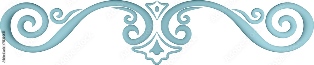 3D illustration of filigree floral ornament on a transparent background 3D illustration of filigree floral ornament on a transparent background