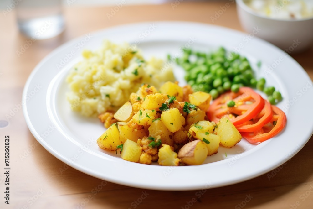 childs plate with simple aloo gobi serving childs plate with simple aloo gobi serving