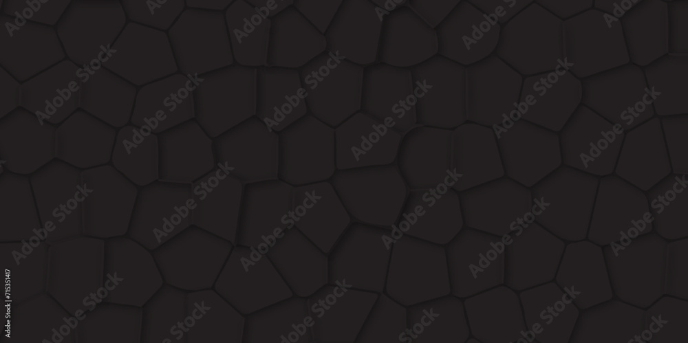 Abstract black stained glass background pattern . black stained glass window art background .seamless pattern with 3d shapes vector vintage design . - obrazy, fototapety, plakaty 