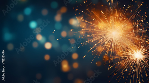 Beautiful creative holiday background with fireworks and sparkles © ma