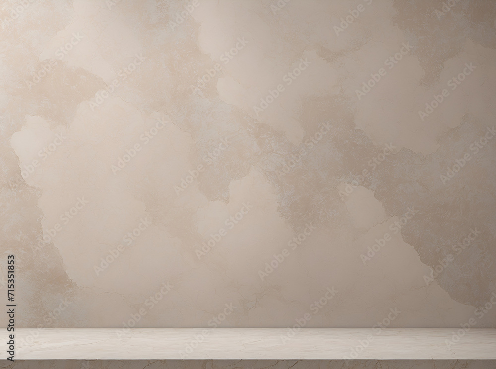 Old concrete pastel brown wall background with space floor for display product